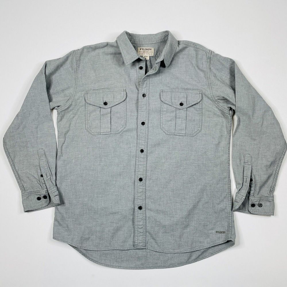 CC Filson Size LARGE Lightweight Alaskan Guide Shirt 11010743 Light Heather Gray
